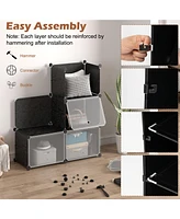 12-Cube 48 Pairs Portable Shoe Shelves with Hook
