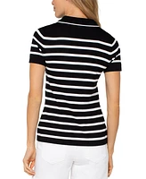 Liverpool Los Angeles Women's Short-Sleeve Striped Sweater