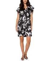 Liverpool Los Angeles Women's Floral-Print Flutter-Sleeve Dress