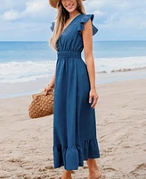 Cupshe Women's Country Charm Blue Midi Beach Dress