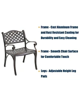 2 Pcs Outdoor Dining Chairs Cast Aluminium Patio Chair Set of Bistro Chairs, Bronze