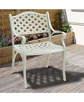 2 Pcs Outdoor Dining Chairs Cast Aluminium Patio Chair Set of Bistro Chairs, Bronze