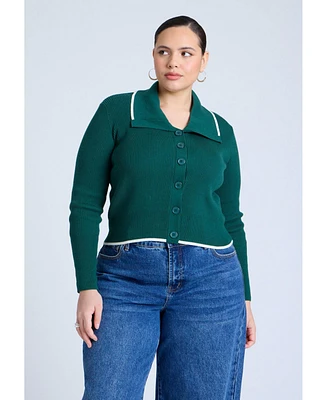 Eloquii Plus Oversized Collar Ribbed Sweater