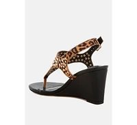 Oidah Leopard Print Studded Wedges