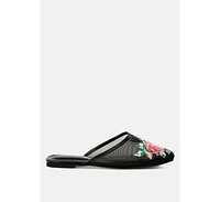 Shara Floral Embroidered Mesh Mules
