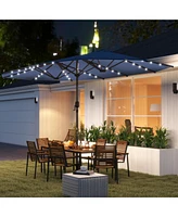 Outsunny Double-Sided Sun Umbrella, Garden Parasol with Light,