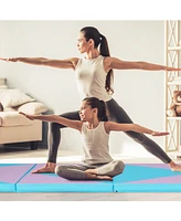 4-Panel Pu Leather Folding Exercise Gym Mat with Hook and Loop Fasteners