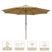 Yescom 13FT Large Outdoor Patio Umbrella UV30+ Wood 8 Rib Pole for Table Beach Yard Garden Wedding Deck Cafe Pool Tan