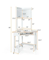 Corner Computer Desk with Hutch and Storage Shelves