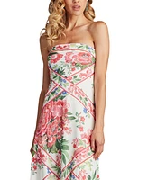 Tadashi Shoji Women's Brette Floral Print Tassel Fringe Midi Dress