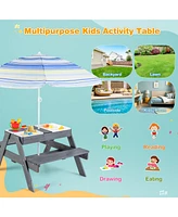Kids Picnic Table Set with 3 Removable Bins