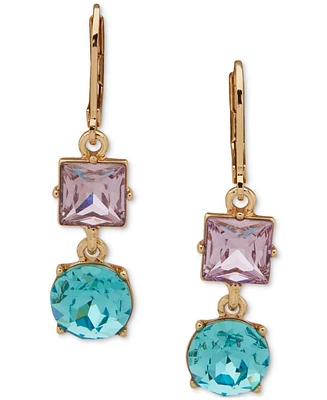 Karl Lagerfeld Paris Gold-Tone Mixed Cut Multicolor Stone Drop Earrings