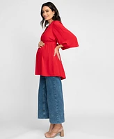 Seraphine Women's Maternity Flutter Sleeve Wrap Top