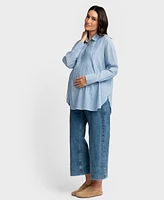 Seraphine Women's Maternity Pintuck Ticking-Stripe Shirt Top