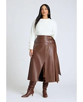 Eloquii Plus Size Double Belt Wrap Faux Leather Skirt