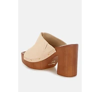Masaki Soft Suede Leather Wooden Clogs