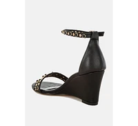 Nidara Studs Embellished Genuine Leather Sandals