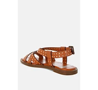 Anemone Studded Flat Gladiator Sandals