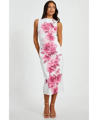 Quiz Women's Floral Print Scuba Crepe Maxi Dress