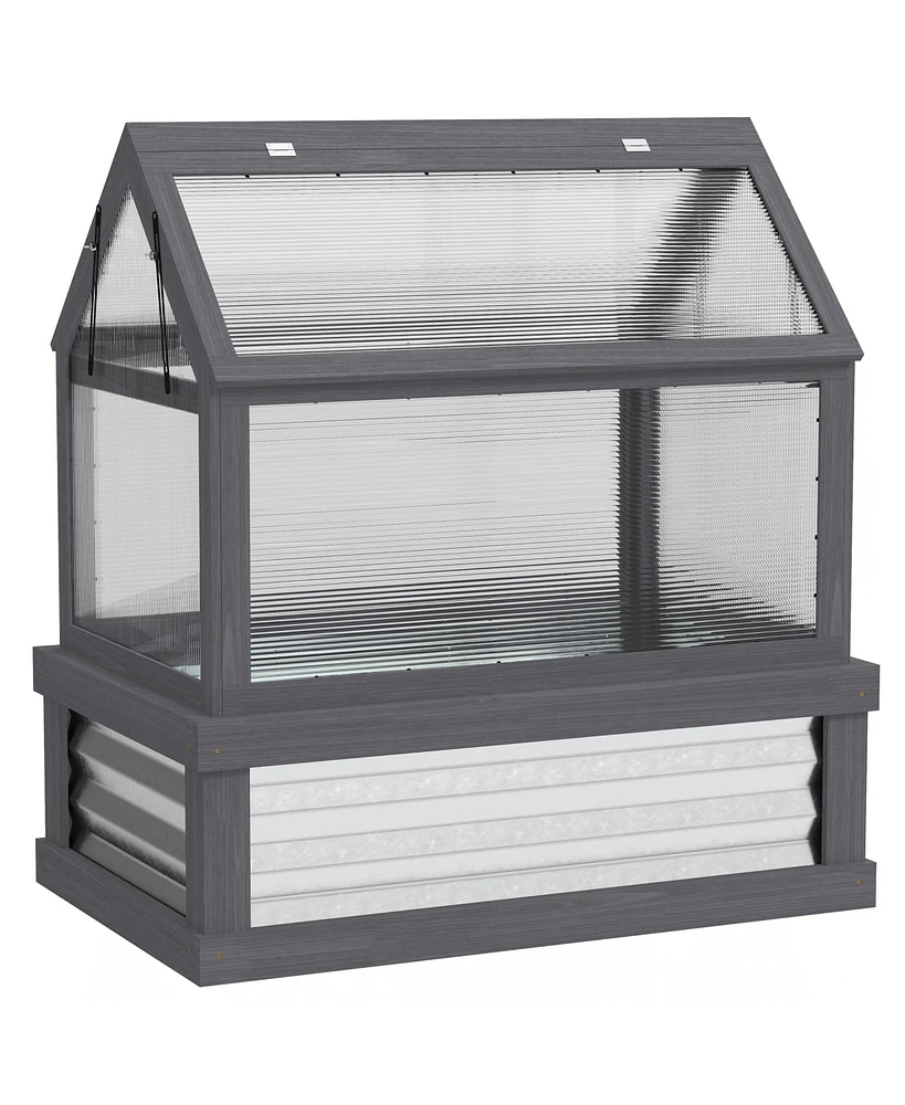 Outsunny Raised Garden Bed with Wooden Cold Frame