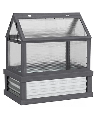 Outsunny Raised Garden Bed with Wooden Cold Frame