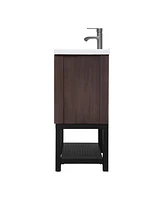 Casainc 24" Bathroom Vanity with White Ceramic Sink & Faucet,Freestanding Bathroom Cabinet with 2 Storage Doors and Open iron Shelf