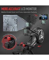 Joroto Rowing Machine, Air Magnetic Foldable Rowing Machines for Home Use, Rower Machine with 49.5" Rail, Backlit Monitor, Bluetooth, App Supported