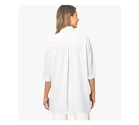 Stella Carakasi Women's Cotton Poplin Button-Front Unique Handmade Bib Pitch Perfect Tunic
