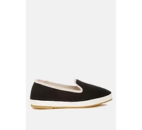 Moshka Round Toe Canvas Slip-On Loafers
