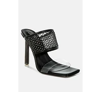 Salween Clear Embellished Square Toe Heels