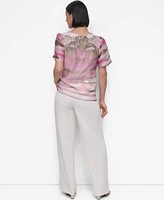 Dkny Petite Printed Puff-Shoulder Blouse