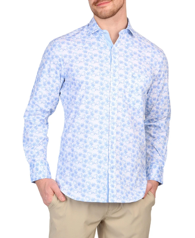Tailorbyrd Men's Abstract Wildflower Print Long Sleeve Shirt