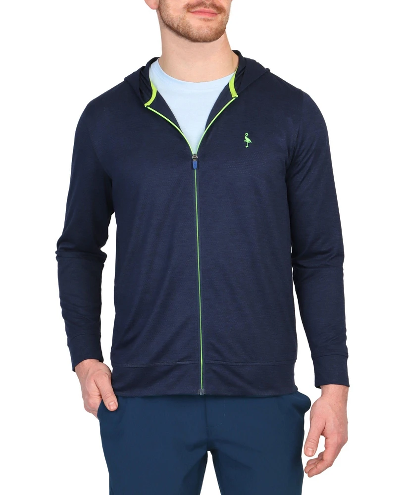 Tailorbyrd Men's Perforated Mesh Hooded Performance Full Zip