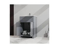 Casainc 24" Bathroom Sink Vanity Laundry Utility Gray Cabinet