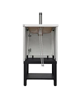 Casainc 20" Small Bathroom Vanity with Sink & Faucet, Freestanding Bathroom Cabinet with White Ceramic Basin