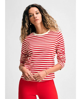 Isaac Mizrahi Women's Long Sleeve Stripe Tee