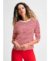 Isaac Mizrahi Women's Long Sleeve Stripe Tee