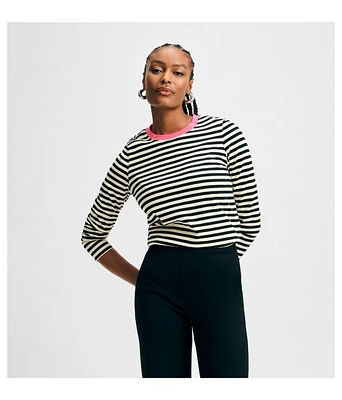 Isaac Mizrahi Women's Long Sleeve Stripe Tee