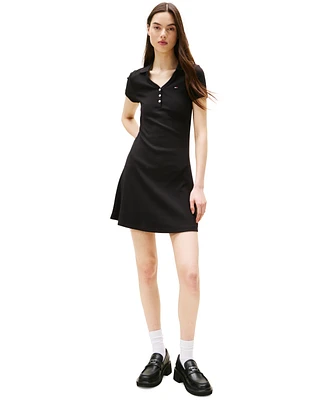 Tommy Jeans Women's Fit & Flare Ribbed Polo Dress