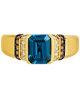 Le Vian Men's London Blue Topaz (2-1/2 ct. t.w.) & Diamond (1/3 ct. t.w.) Statement Ring in 14k Yellow Gold