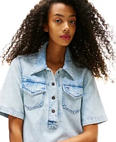 Tommy Jeans Women's Cotton A-Line Faded Denim Dress