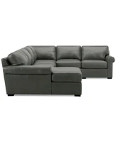 Radley Roll Arm 132" 6-Pc. Leather Square Corner Chaise Sectional, Exclusively at Macy's