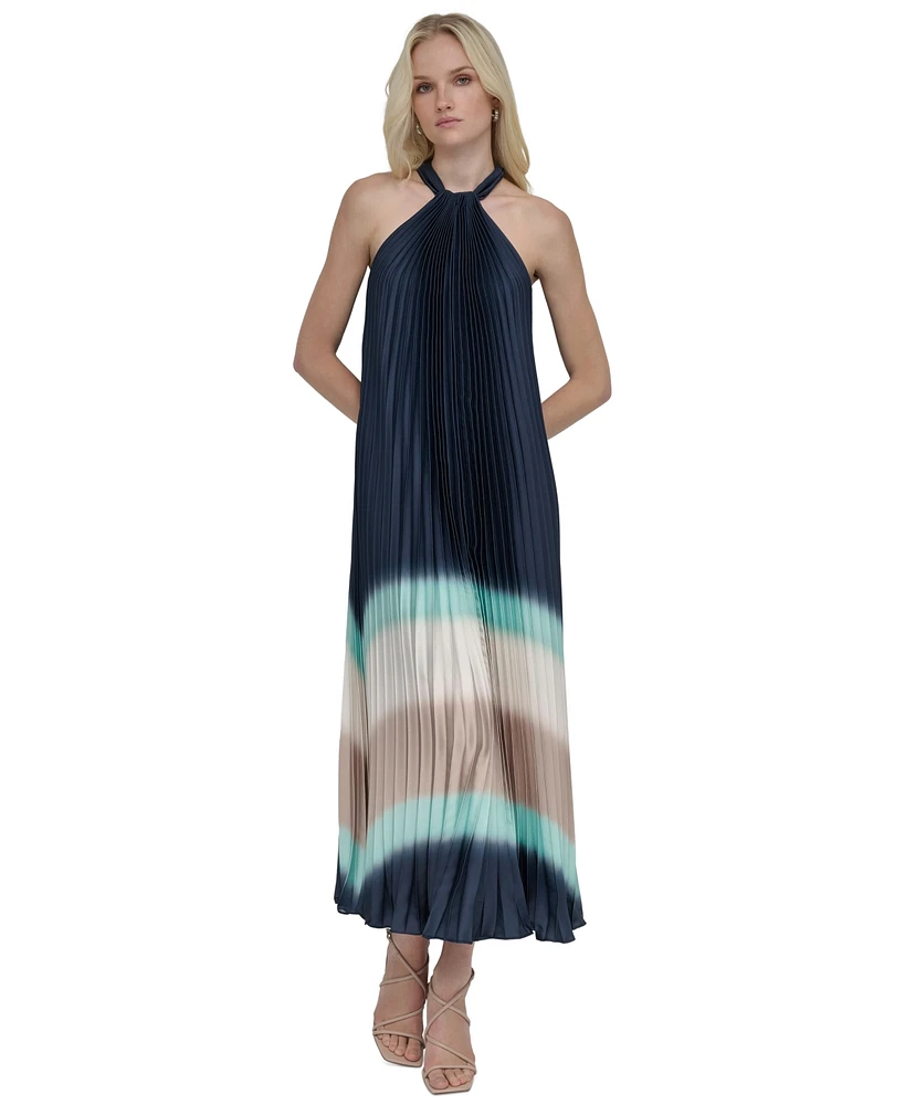 Dkny Women's Halter Sunray-Pleated Ombre Dress