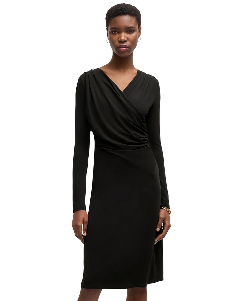 Boss by Hugo Women's Stretch Crepe Wrap-Front Dress