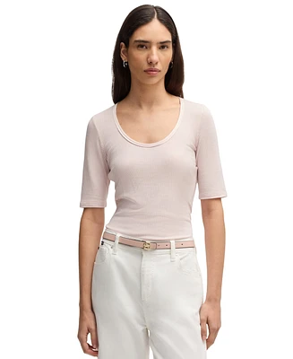 Boss by Hugo Boss Women's Ribbed Scoop-Neck T-Shirt