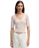 Boss by Hugo Boss Women's Ribbed Scoop-Neck T-Shirt