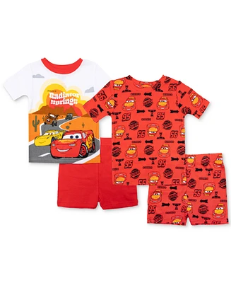 Cars Toddler Boys Cotton Short-Sleeve Tops & Shorts Pajamas, 4 Piece Set