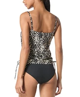 Michael Kors Women's Printed Side-Ruched Tankini Top