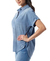 Gloria Vanderbilt Women's Daisy Printed Short-Sleeve Shirt