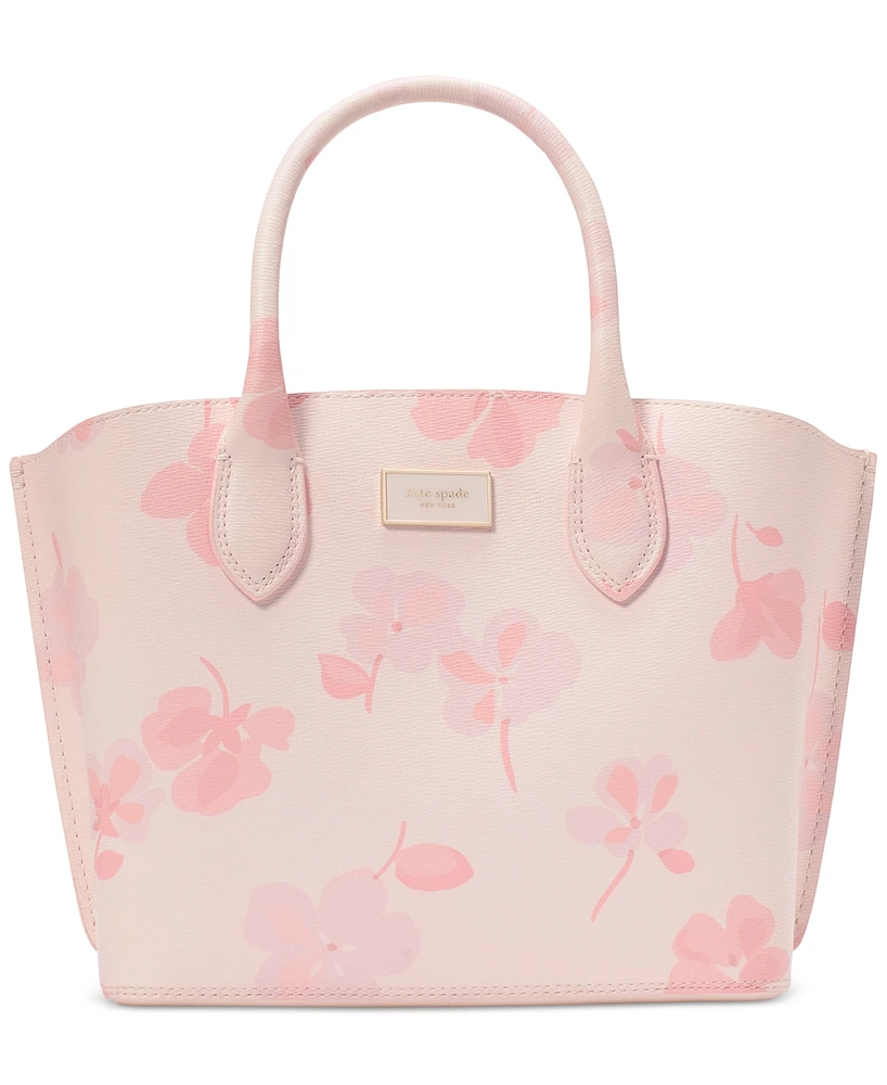 kate spade new york spring pansies Suite Leather Tote Bag
